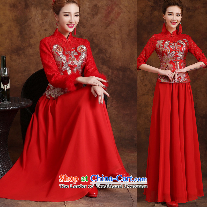 The new 2015 wedding dresses marriages cheongsam red long drink service improvement autumn and winter, Retro Spring Red single) M Chengjia True Love , , , shopping on the Internet