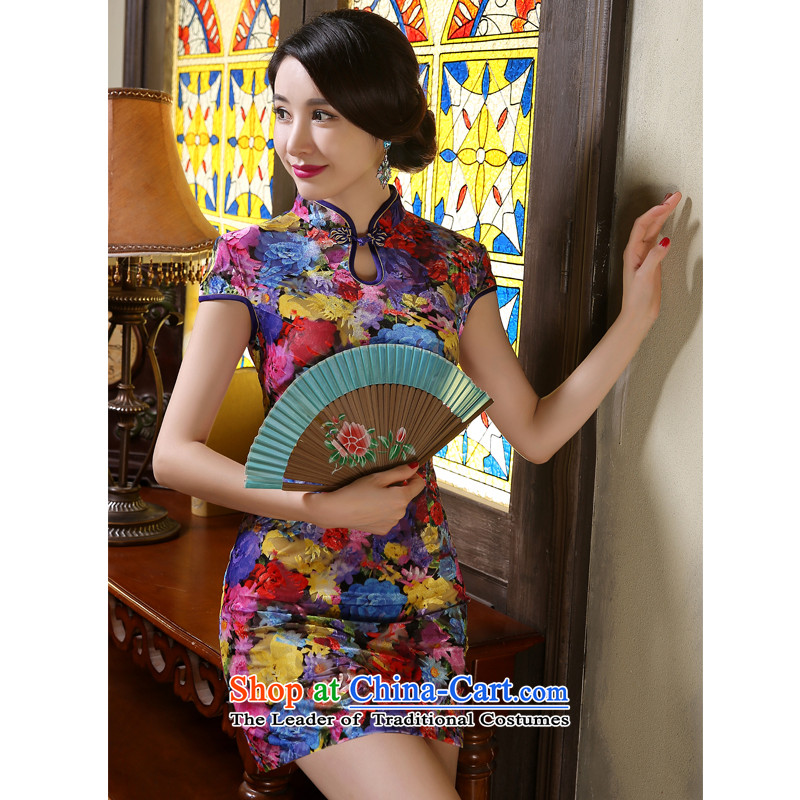 Leung Ching-day improvement of the Sau San micro-scouring pads short qipao package Kim and dresses company banquet dress performances of the water services spend much fun micro-mute , , , M shopping on the Internet