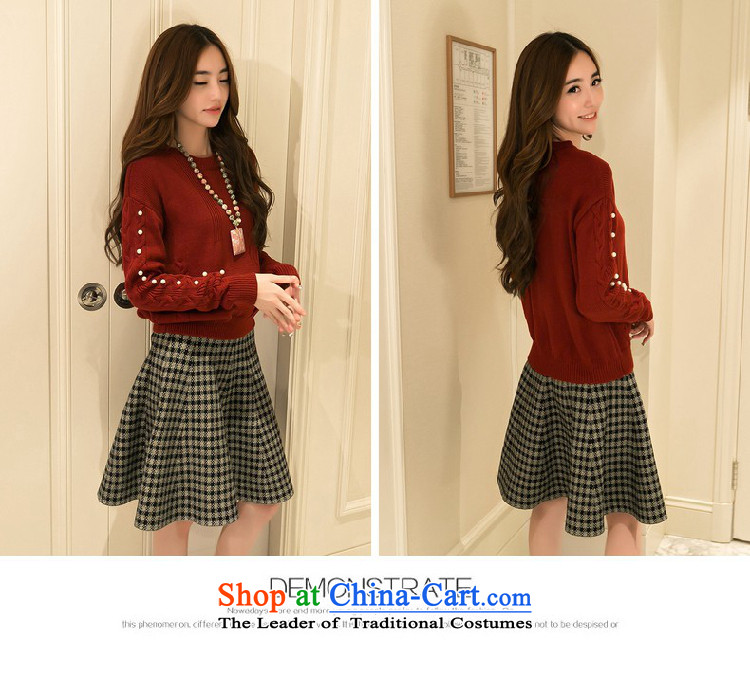 Ms Rebecca Pun stylish shops fall 2015 Women's clothes temperament elegant graphics thin new knitting sweater two kits plaid A skirt are Code Red Picture, prices, brand platters! The elections are supplied in the national character of distribution, so action, buy now enjoy more preferential! As soon as possible.