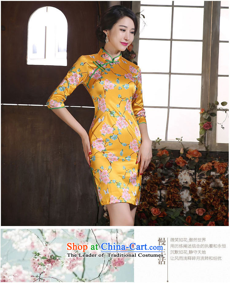 Leung Ching-day improvement of the Sau San micro-collar in the Cuff silk short of Sau San opened fork qipao dresses company banquet Gala Evening Dress Wong Tai Hua XL Photo, prices, brand platters! The elections are supplied in the national character of distribution, so action, buy now enjoy more preferential! As soon as possible.