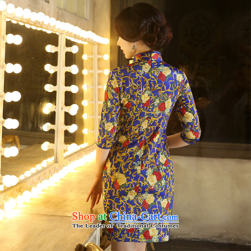 Leung Ching-day of nostalgia for the improvement of micro-Sau San in cuff Silk Cheongsam. The forklift truck low double company banquet dress performances services golden years , L, Stephen micro-ching , , , shopping on the Internet