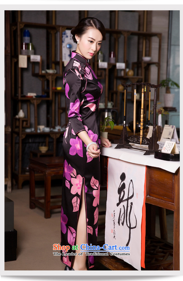 The Wu female red autumn and winter silk cheongsam dress with long of daily high-end, Sau San cheongsam dress mother load 7 Cuff purple XL Photo, prices, brand platters! The elections are supplied in the national character of distribution, so action, buy now enjoy more preferential! As soon as possible.