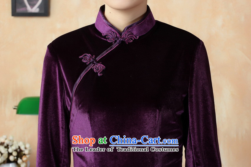 She was particularly older women's Headliner Tang Dynasty Ms. qipao autumn and winter pure color and the Stretch Wool qipao seven gold cuff violet S picture, prices, brand platters! The elections are supplied in the national character of distribution, so action, buy now enjoy more preferential! As soon as possible.