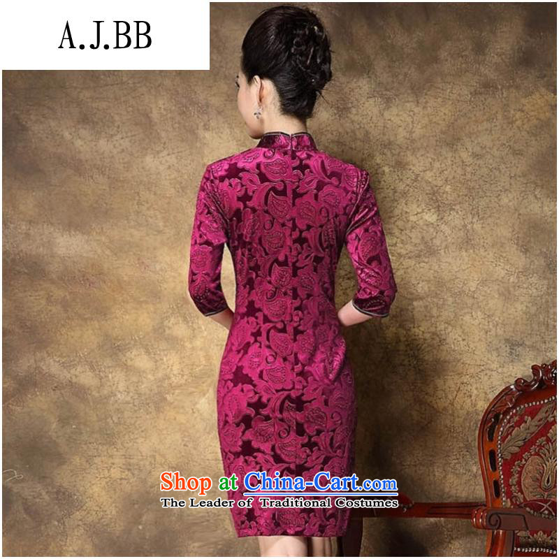 And involved with the spring and summer clothing *2015 New ：fuguihua Kim scouring pads embossing improved banquet dress Sau San autumn and winter and contemptuous of Qipao red XL,A.J.BB,,, shopping on the Internet