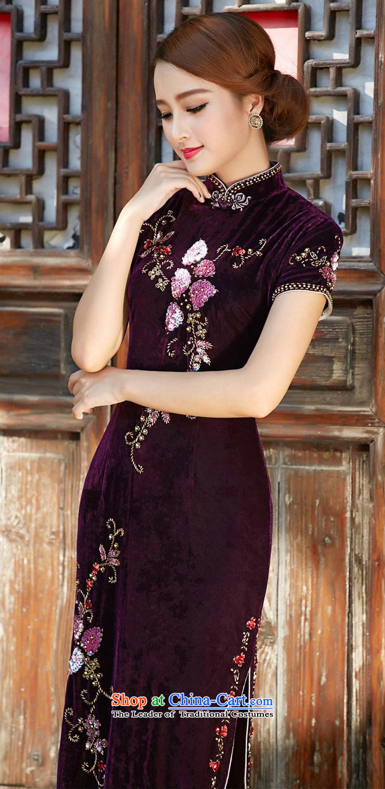 And involved long-yul *8809 velvet cheongsam 2015 autumn and winter new improved retro nail pearl cheongsam dress in purple long-sleeved L picture, prices, brand platters! The elections are supplied in the national character of distribution, so action, buy now enjoy more preferential! As soon as possible.