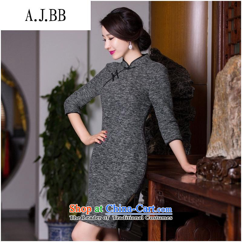 The Secretary for Health Concerns of boutiques * thick qipao 2015 new autumn and winter retro pure colors in light gray cuff traditional Sau San Mao? female picture color S,A.J.BB,,, shopping on the Internet