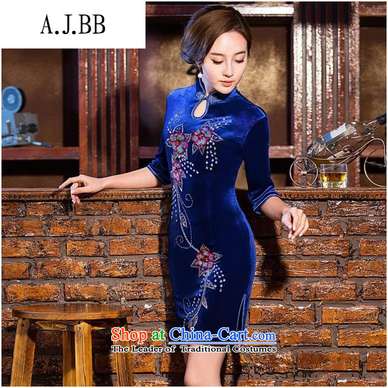 And involved new *2014 shops autumn and winter load mother-to-day fall retro qipao scouring pads, 7 short-sleeved cheongsam dress photo color XXL,A.J.BB,,, shopping on the Internet