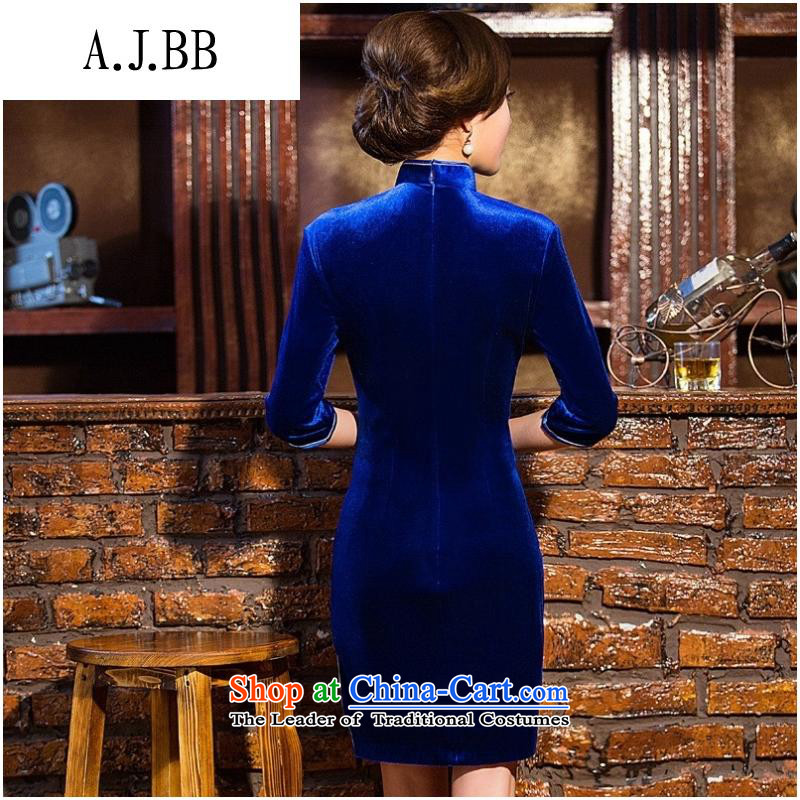 And involved new *2014 shops autumn and winter load mother-to-day fall retro qipao scouring pads, 7 short-sleeved cheongsam dress photo color XXL,A.J.BB,,, shopping on the Internet