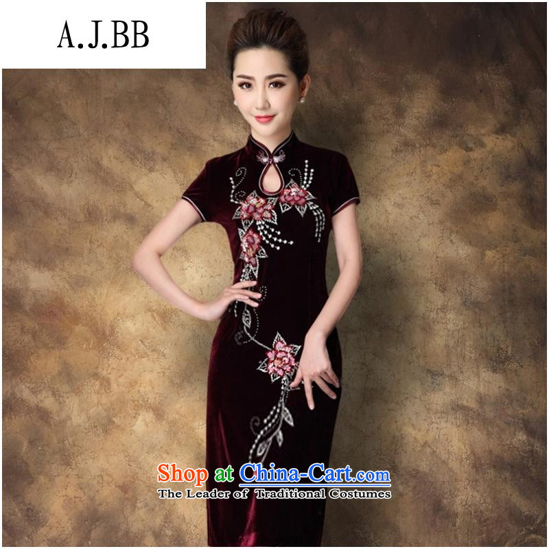 Secretary for autumn and winter clothing shops involved * New really scouring pads in the long night of qipao gown Women's Maroon M,A.J.BB,,, shopping on the Internet