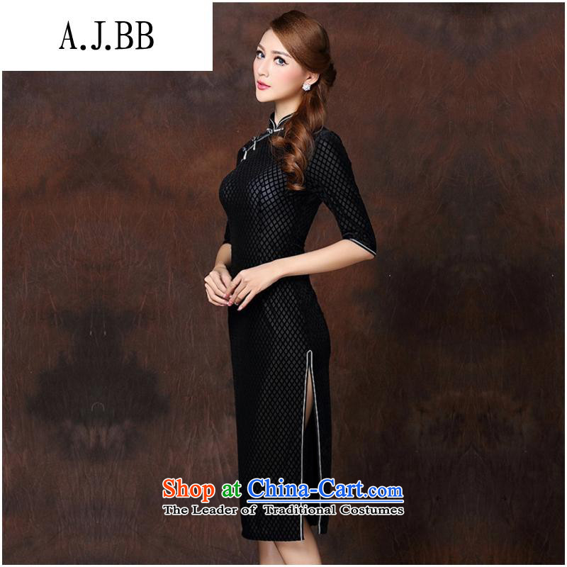 The Secretary for Health related shops * autumn and winter new women's Stylish retro long) Improved temperament qipao skirt QF141007 velvet black XXXL,A.J.BB,,, shopping on the Internet