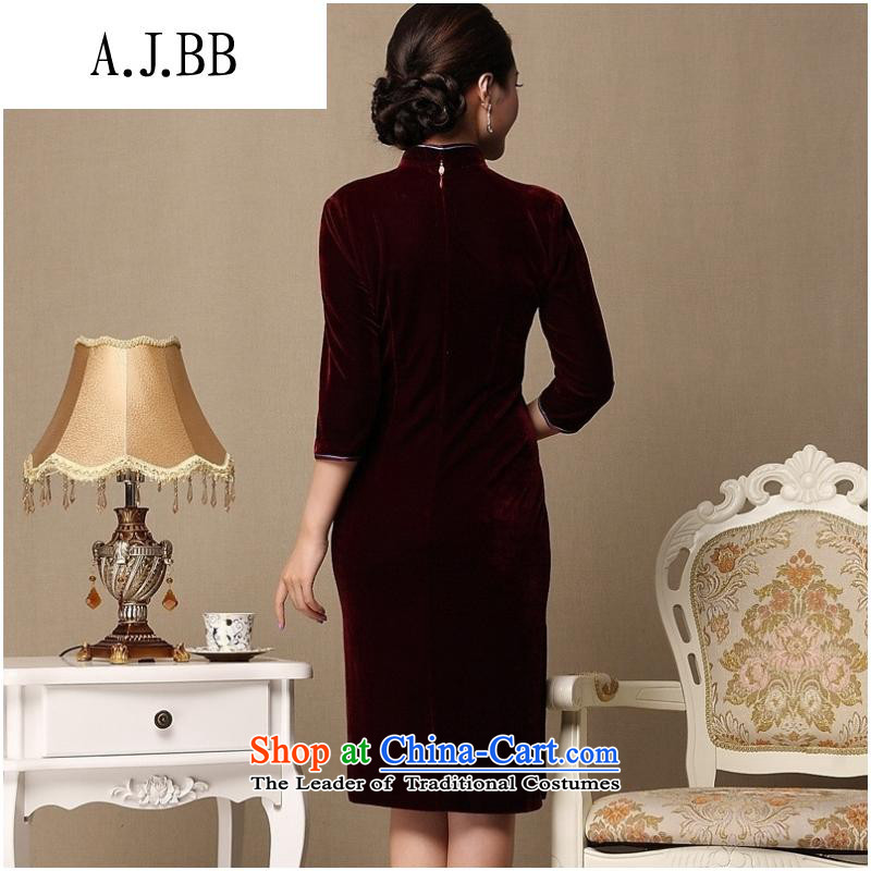 And involved new qipao *2015 shops with retro style qipao and improvement of mother Couture fashion autumn and winter cheongsam M,A.J.BB,,, Purple Shopping on the Internet