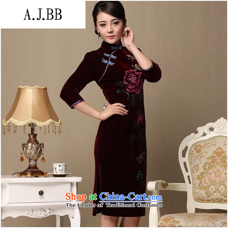 And involved new qipao *2015 shops with retro style qipao and improvement of mother Couture fashion autumn and winter cheongsam M,A.J.BB,,, Purple Shopping on the Internet