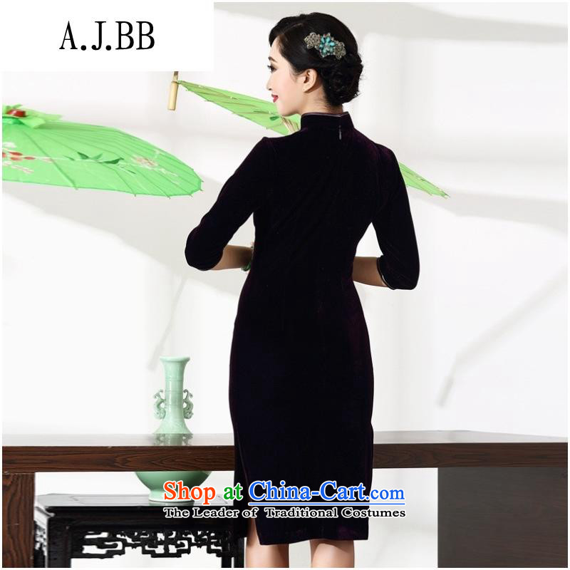 And involved new qipao *2015 clothing prices with retro style improvement mother Lady's autumn and winter cheongsam 8868 purple short-sleeved L,A.J.BB,,, shopping on the Internet