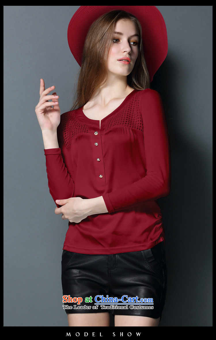 September clothes shops * Western Couture fashion wear silk shirts 2015 female long-sleeved autumn large new grid silk T-shirt white XXXL picture, prices, brand platters! The elections are supplied in the national character of distribution, so action, buy now enjoy more preferential! As soon as possible.
