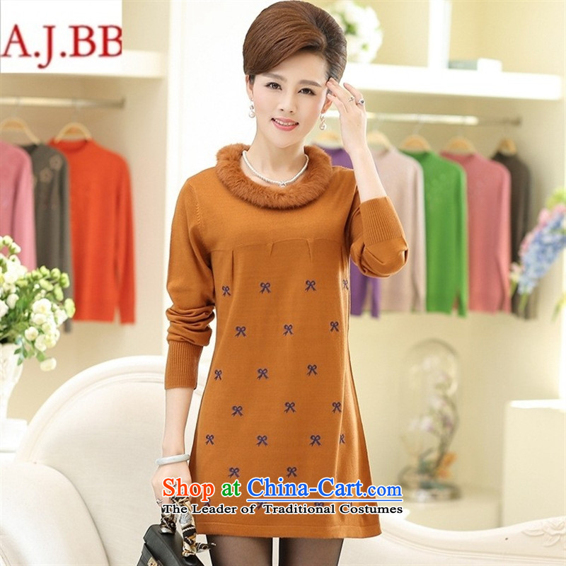 September *2015 clothes shops and old age new stylish stamp in Sau San long long-sleeved Knitted Shirt with mother aged 40-50 115,A.J.BB,,, yellow shirt shopping on the Internet