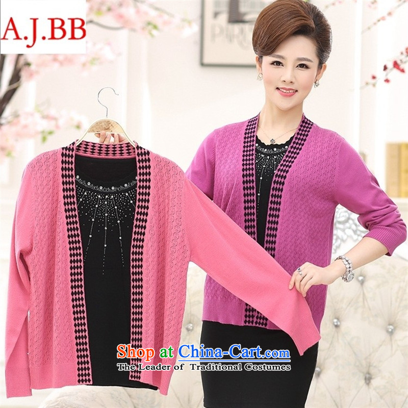 September clothes shops * autumn new) Older women's stylish middle-aged moms with really two long-sleeved jacket Knitted Shirt female pink 120,A.J.BB,,, shopping on the Internet