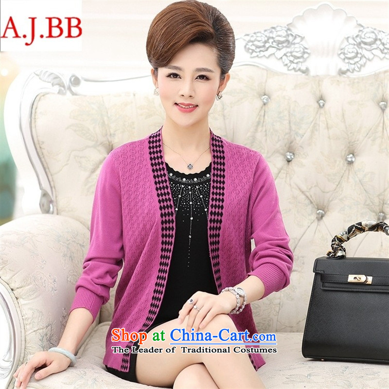 September clothes shops * autumn new) Older women's stylish middle-aged moms with really two long-sleeved jacket Knitted Shirt female pink 120,A.J.BB,,, shopping on the Internet