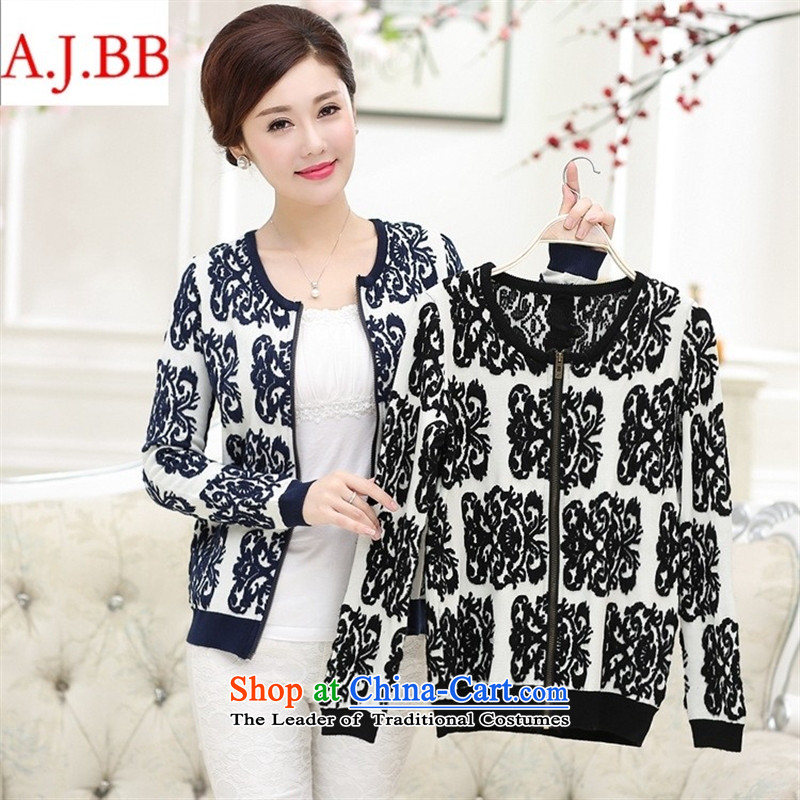 September *2015 clothes shops fall inside the middle-aged women round-neck collar with long-sleeved in stylish mother older new knit sweater jacket black 115,A.J.BB,,, shopping on the Internet