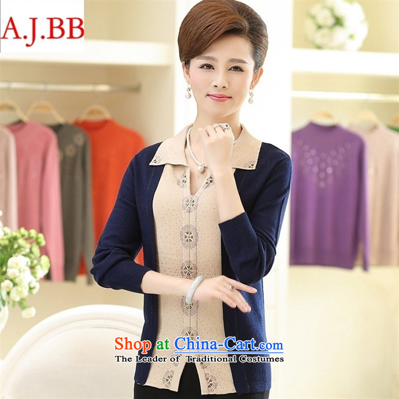 September *2015 clothes shops fall in the number of older new pure color diamond long-sleeved T-shirt and stylish middle-aged moms replacing reverse collar Knitted Shirt female white 120,A.J.BB,,, shopping on the Internet