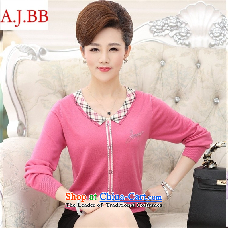 September clothes shops in older large * women's long-sleeved T-桖 autumn herbs extract large relaxd fit mother lapel knitwear 120,A.J.BB,,, light purple shopping on the Internet