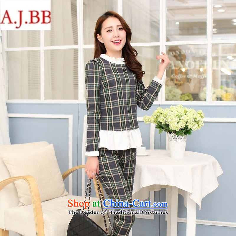 September clothes shops * autumn new for women lace stitching round-neck collar long-sleeved stylish latticed two kits nursing work out Feeding The Green Grid M,A.J.BB,,, shopping on the Internet