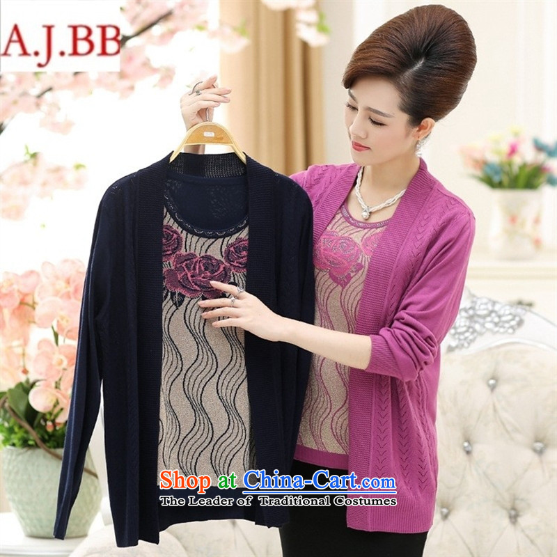 September clothes shops * Mother loaded with new true autumn two pieces of knitted shirt jacket large relaxd the elderly in the long-sleeved shirt knitted jacquard Western Red 115,A.J.BB,,, shopping on the Internet