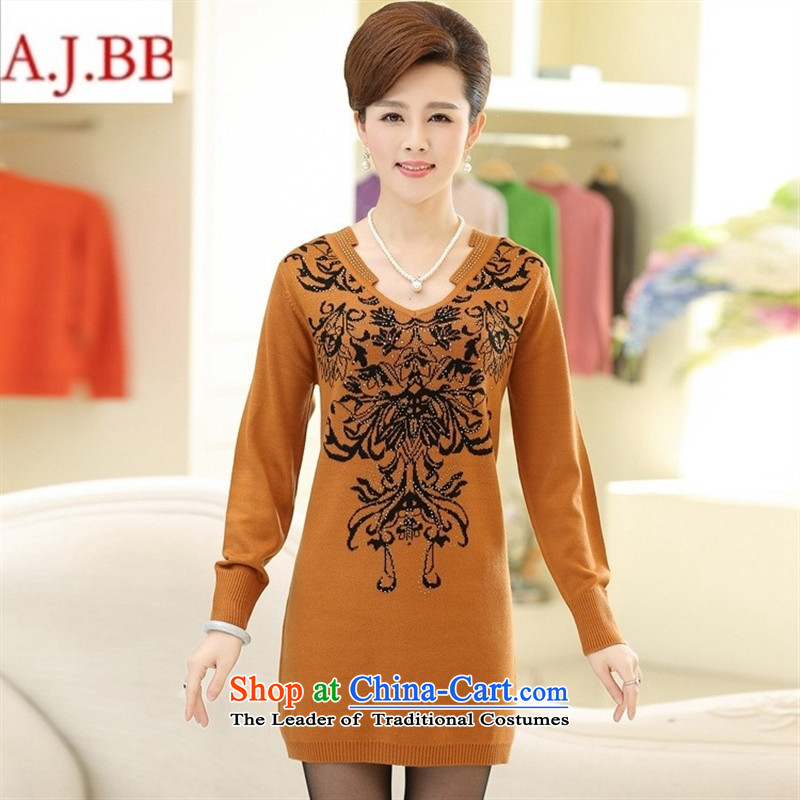 September clothes shops * autumn and winter knitted shirts dresses long-sleeved blouses and large relaxd in mother-daughter of older leisure navy 115,A.J.BB,,, shopping on the Internet