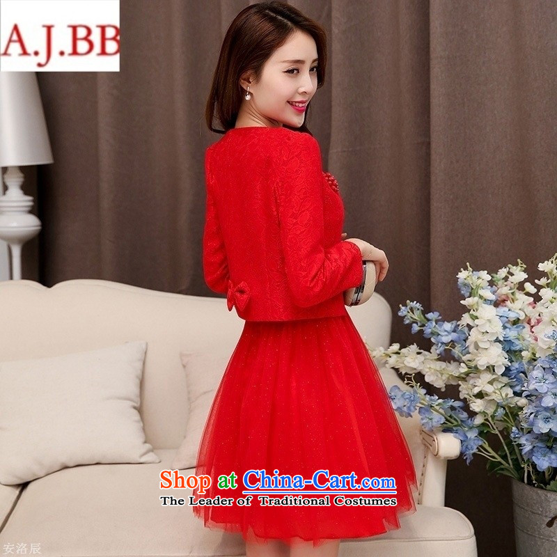 September *2015 clothes shops fall for women new stylish round-neck collar long-sleeved solid color graphics thin Sau San two kits HSZM1529 red red 2XL,A.J.BB,,, shopping on the Internet