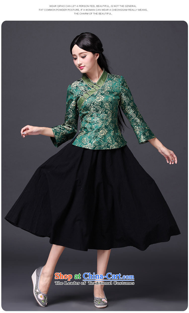 Optimize fruit shop 2015 New Bell qipao T-shirt, older retro banquet Tang blouses national wind load mother green L picture, prices, brand platters! The elections are supplied in the national character of distribution, so action, buy now enjoy more preferential! As soon as possible.