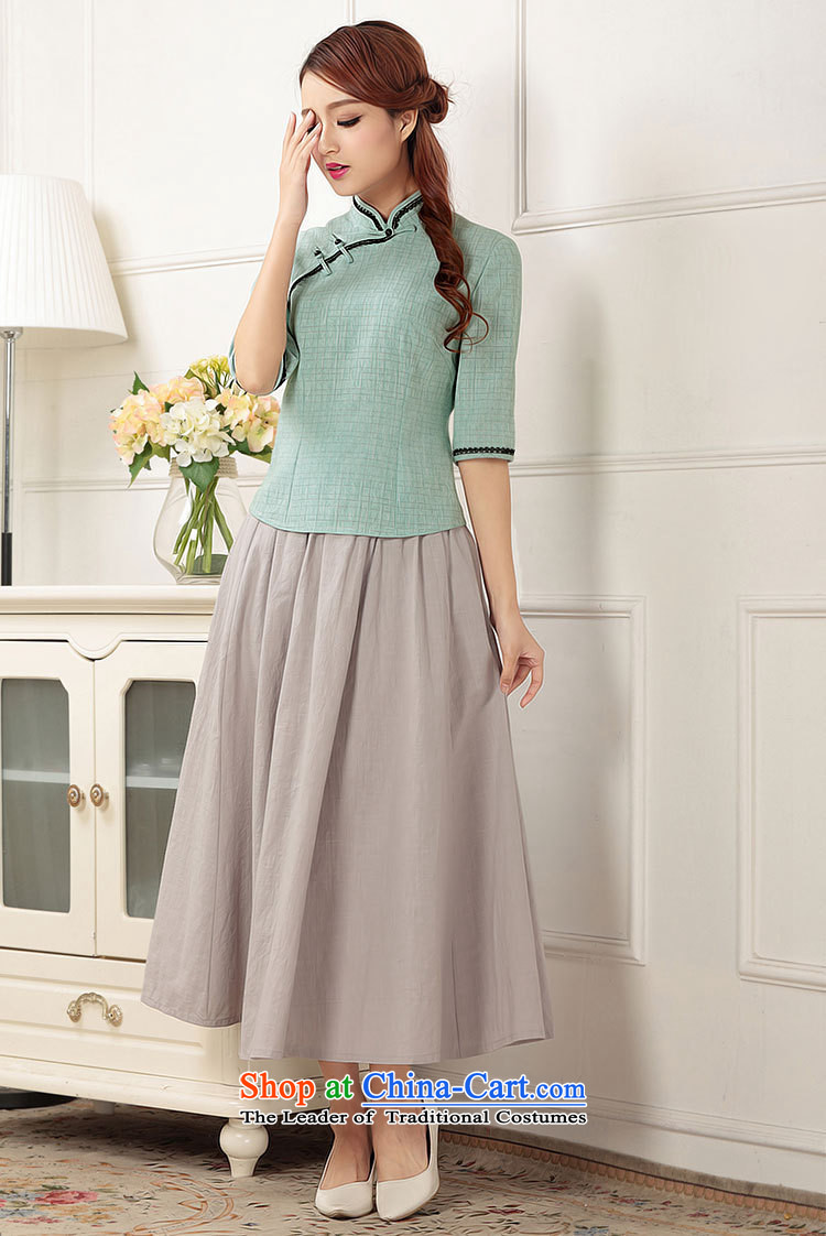 Optimize fruit shop 2015 Autumn Bell New) cuff qipao shirt China wind improved cotton linen Tang Dynasty of Korea students with female qipao mauve in cuff M picture, prices, brand platters! The elections are supplied in the national character of distribution, so action, buy now enjoy more preferential! As soon as possible.