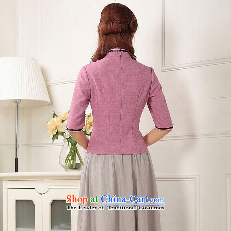 Optimize fruit shop 2015 Autumn Bell New) cuff qipao shirt China wind improved cotton linen Tang Dynasty of Korea students with female qipao mauve in cuff-hyung, Ms Audrey EU, arabic WEIYUXIN) , , , shopping on the Internet