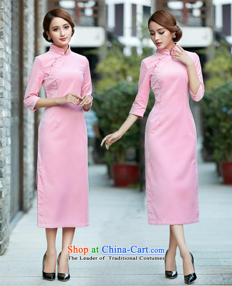 Optimize fruit shop 005 qipao bell 2015 autumn and winter new solid-color flocking cheongsam dress support wine red XXL picture, prices, brand platters! The elections are supplied in the national character of distribution, so action, buy now enjoy more preferential! As soon as possible.