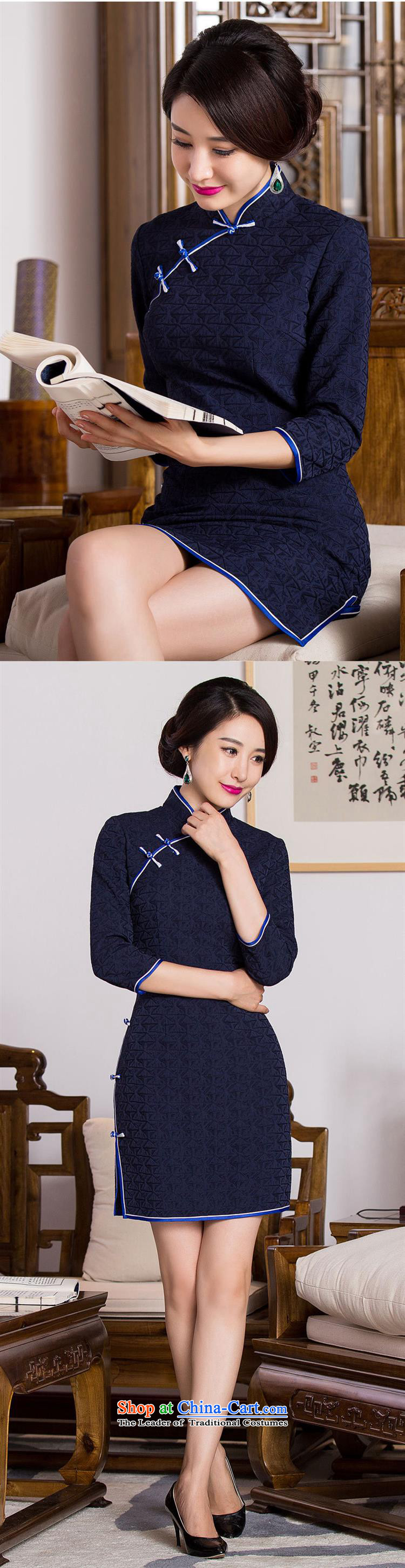 Optimize the bell shop cheongsam 2015 autumn and winter of daily in the new long in cultivating the cuff with blue qipao banquet, XL Photo, prices, brand platters! The elections are supplied in the national character of distribution, so action, buy now enjoy more preferential! As soon as possible.