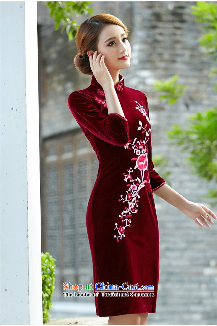 Optimize the bell shop cheongsam 2015 new autumn handicraft embroidery mother with stylish retro wedding banquet cheongsam dress short-sleeved black, XXL picture, prices, brand platters! The elections are supplied in the national character of distribution, so action, buy now enjoy more preferential! As soon as possible.