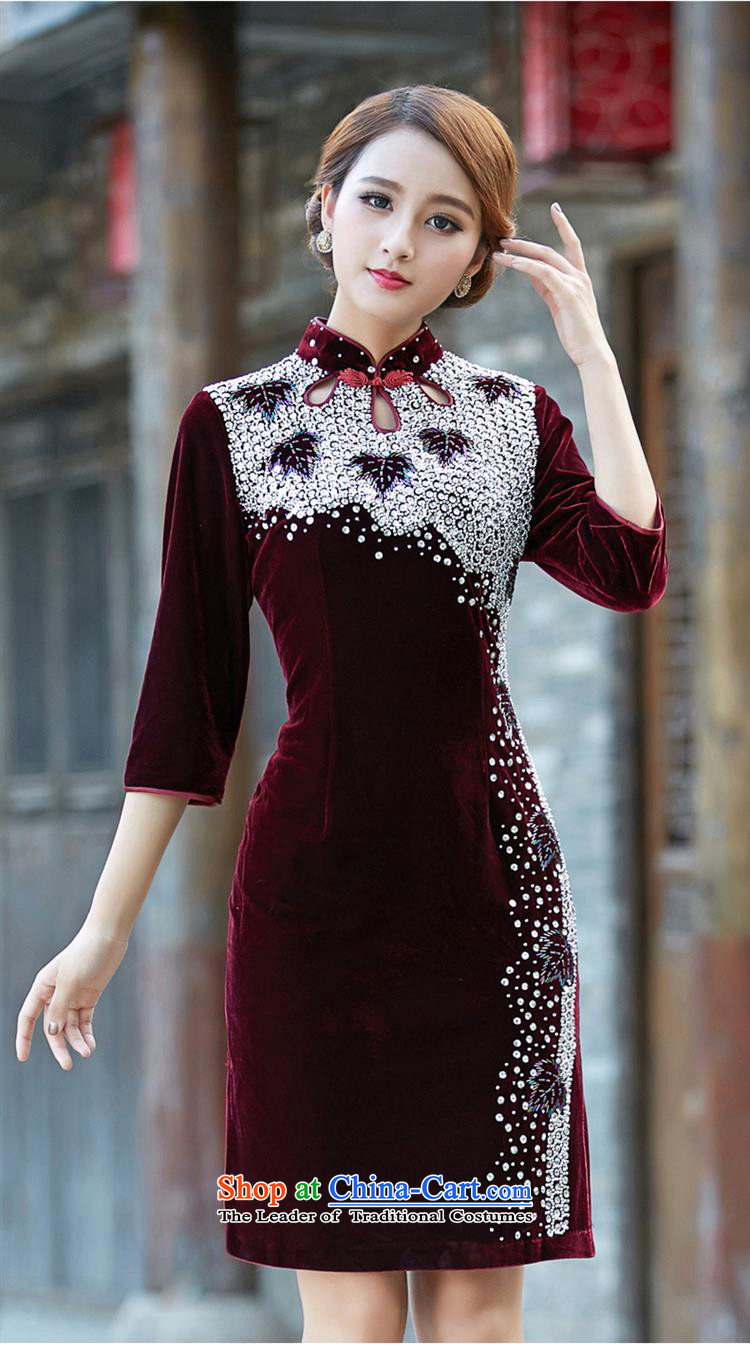 Optimize fruit shop 1 retro improvements bell gold velour robes MOM pack wedding dresses wedding performances qipao XL short, in maroon cuff XXXXL picture, prices, brand platters! The elections are supplied in the national character of distribution, so action, buy now enjoy more preferential! As soon as possible.