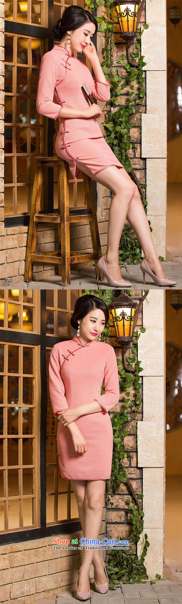 Optimize fruit shop A1011 bell new boxed qipao stylish improvements autumn retro Sau San, long-sleeved QIPAO) dresses pink XL Photo, prices, brand platters! The elections are supplied in the national character of distribution, so action, buy now enjoy more preferential! As soon as possible.