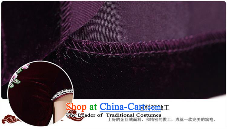 Optimize fruit shop 221 Wool qipao bell scouring pads manually staple PEARL GOLD banquet Dress Short of female short-sleeved purple XL Photo, prices, brand platters! The elections are supplied in the national character of distribution, so action, buy now enjoy more preferential! As soon as possible.