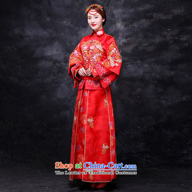 Sau Wo Service bridal dresses Chinese wedding dress 2015 autumn and winter new bows wedding dress retro-soo kimono red L,oco,,, qipao shopping on the Internet
