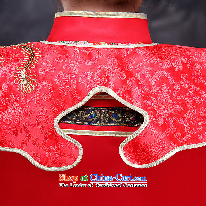 Sau Wo Service bridal dresses red Chinese Antique bows to the autumn and winter wedding dress qipao Soo kimono longfeng marriage use red L,oco,,, shopping on the Internet