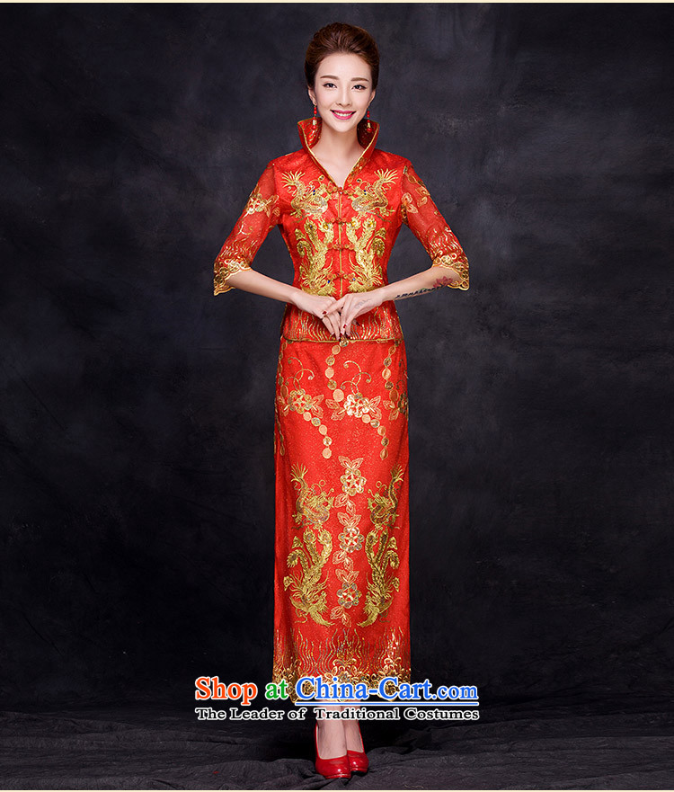 The bride wedding dress bows to the autumn and winter 2015 new cheongsam dress 7 cuff retro lace Sau San evening dress red L picture, prices, brand platters! The elections are supplied in the national character of distribution, so action, buy now enjoy more preferential! As soon as possible.