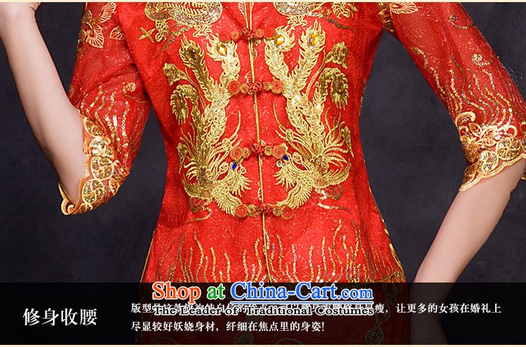 The bride wedding dress bows to the autumn and winter 2015 new cheongsam dress 7 cuff retro lace Sau San evening dress red L picture, prices, brand platters! The elections are supplied in the national character of distribution, so action, buy now enjoy more preferential! As soon as possible.