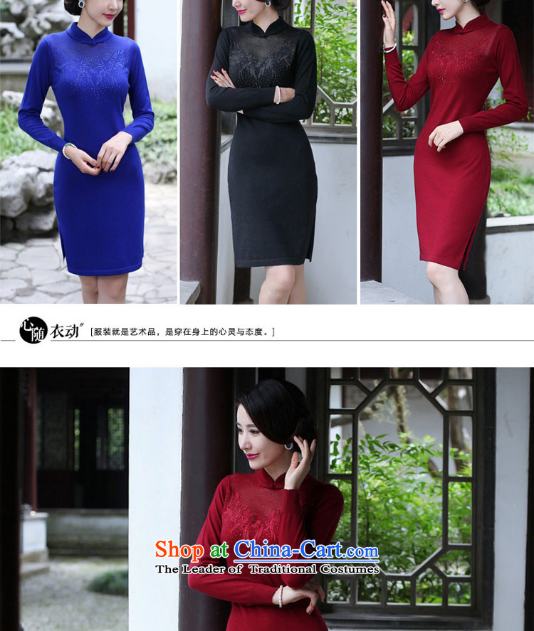 The cheongsam dress 2015 Fall/Winter Collections new improved retro wool Knitted Shirt stylish Sau San long-sleeved black skirt Ms. M picture, prices, brand platters! The elections are supplied in the national character of distribution, so action, buy now enjoy more preferential! As soon as possible.