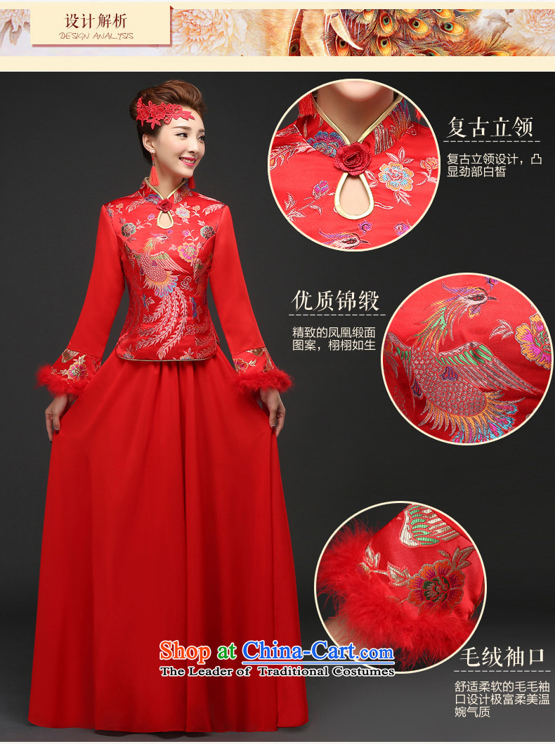 Wedding dress 2015 new bows services marriages CHINESE CHEONGSAM red long long-sleeved Soo Wo Service autumn and winter red winter) L picture, prices, brand platters! The elections are supplied in the national character of distribution, so action, buy now enjoy more preferential! As soon as possible.