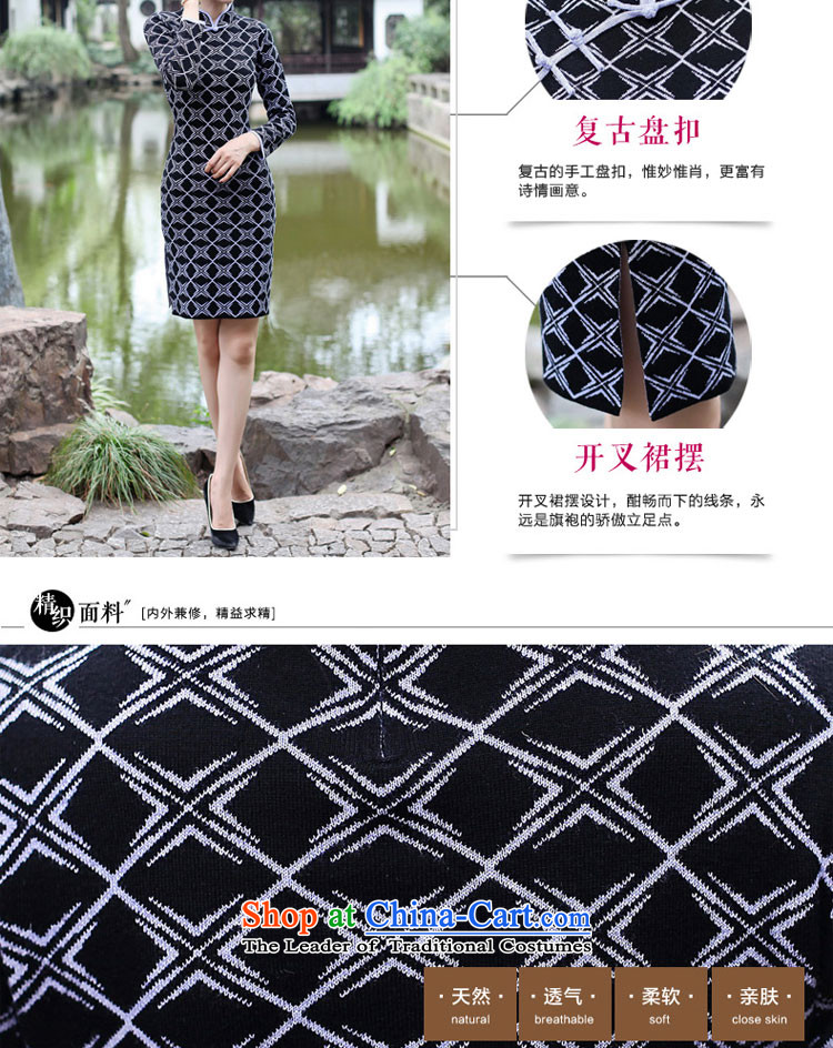 2015 Fall/Winter Collections new cheongsam dress Stylish retro woolen knitted long-sleeved short of Sau San dresses improved female Black + Gray XL Photo, prices, brand platters! The elections are supplied in the national character of distribution, so action, buy now enjoy more preferential! As soon as possible.