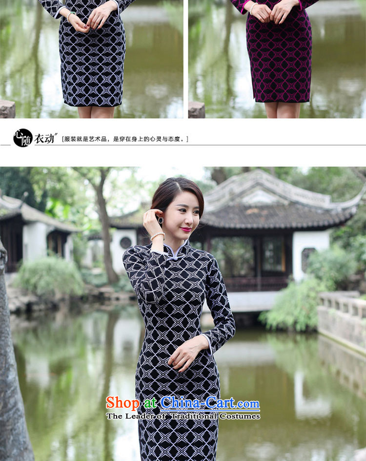 2015 Fall/Winter Collections new cheongsam dress Stylish retro woolen knitted long-sleeved short of Sau San dresses improved female Black + Gray XL Photo, prices, brand platters! The elections are supplied in the national character of distribution, so action, buy now enjoy more preferential! As soon as possible.