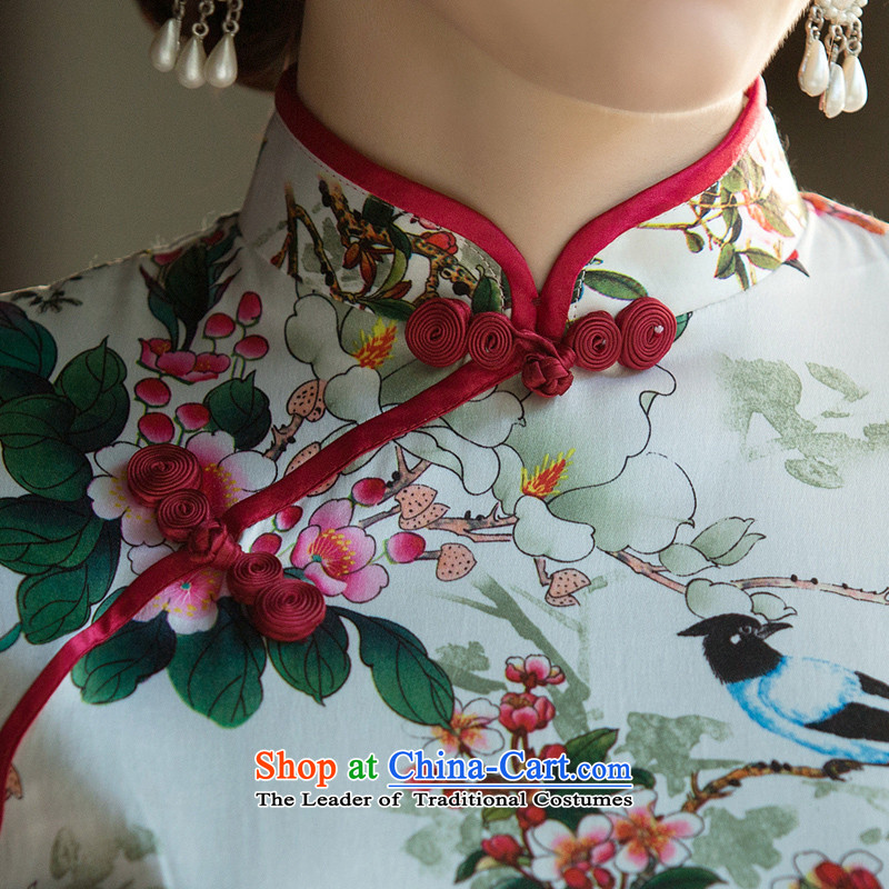 The Cayman 2015 retro 歆 Pik improved cheongsam with new paragraph 7 Choo-sleeved qipao daily fashion of the Sau San Ms. cheongsam dress SZ3G012 picture color ink 歆 A M (MOXIN) , , , shopping on the Internet