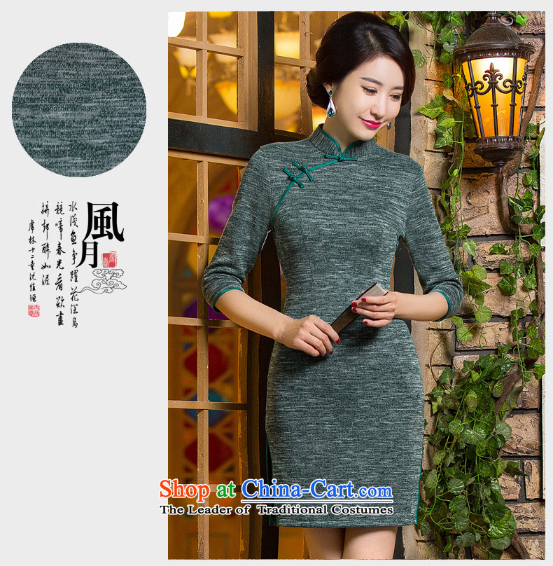 The green cross-sa 2015 knitted woolen qipao Fall/Winter Collections New Stylish retro fitted in the skirt qipao mother Ms. qipao QD296 older green M picture, prices, brand platters! The elections are supplied in the national character of distribution, so action, buy now enjoy more preferential! As soon as possible.