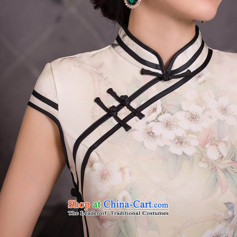 Dan 2015 Chinese women's smoking collar is pressed to skirt retro facade long qipao cheongsam dress suit figure XL, Dan Smoke , , , shopping on the Internet