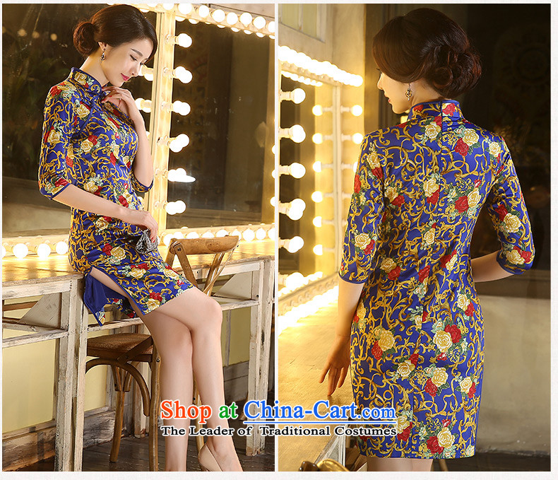 Ink 歆 Pik-chin 2015 skirt with retro style qipao autumn China wind improved new moms Sau San qipao replacing older ZA3C02 qipao picture color S picture, prices, brand platters! The elections are supplied in the national character of distribution, so action, buy now enjoy more preferential! As soon as possible.