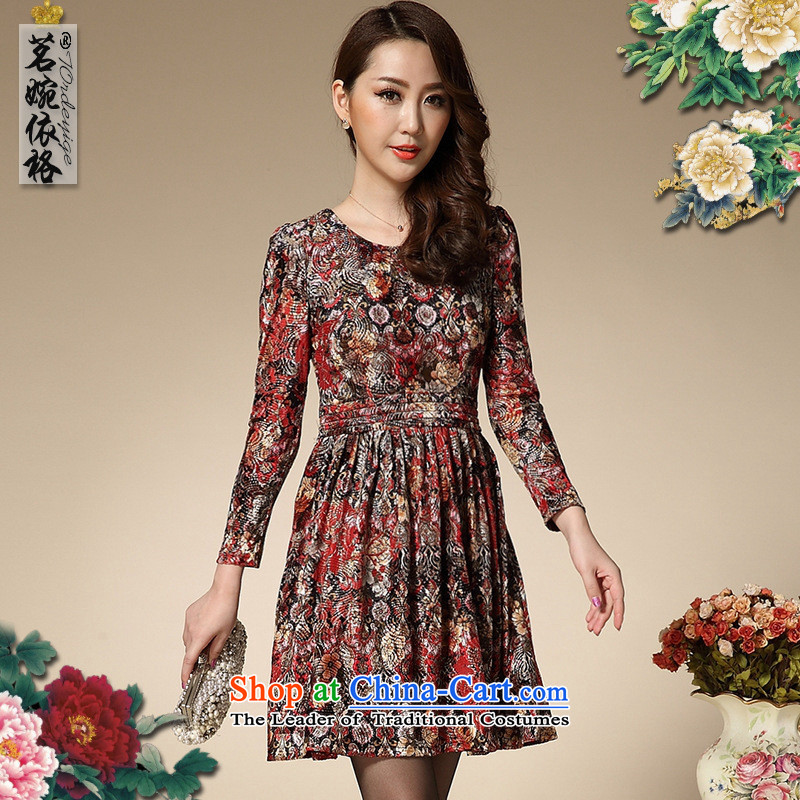 The code in the national non-elderly mother Women's clothes dresses, flower color?M long-sleeved